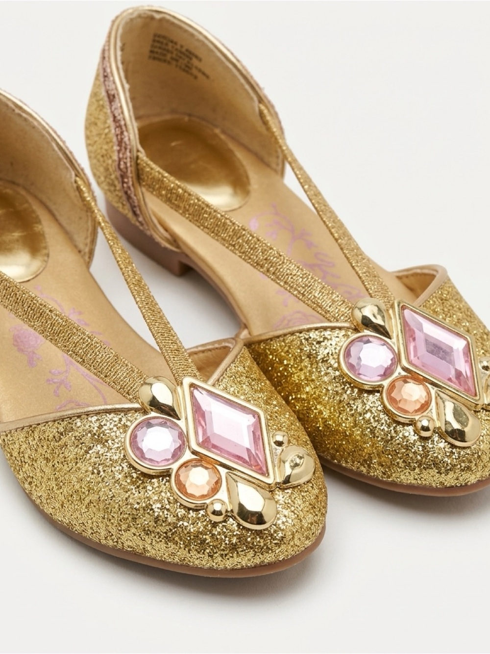 Disney Princess Belle Gold Glitter Costume Shoes Size 11 - 12